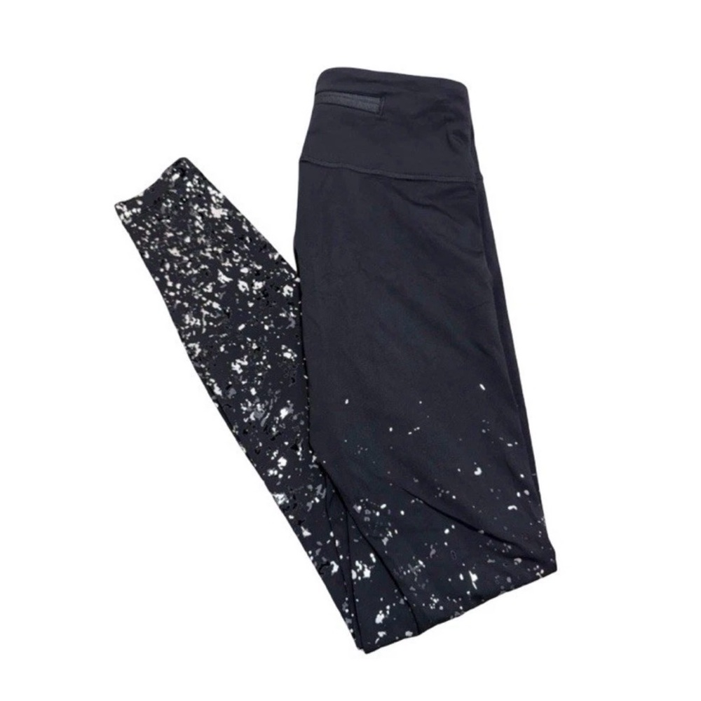 Lululemon Leggings Wunder Under High Rise Women’s Size 4 Black Metallic Pattern